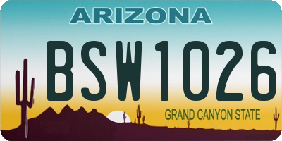 AZ license plate BSW1026