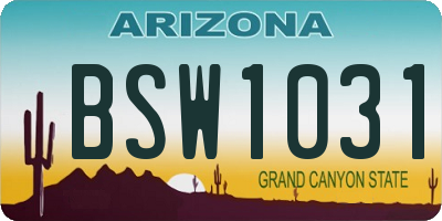 AZ license plate BSW1031