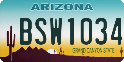 AZ license plate BSW1034