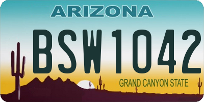 AZ license plate BSW1042