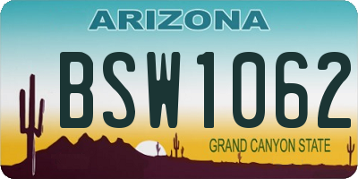 AZ license plate BSW1062