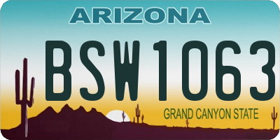 AZ license plate BSW1063