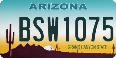 AZ license plate BSW1075