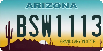 AZ license plate BSW1113