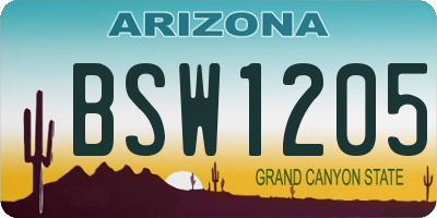 AZ license plate BSW1205