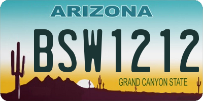 AZ license plate BSW1212