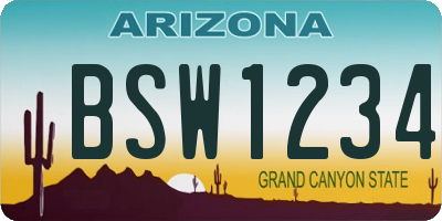 AZ license plate BSW1234