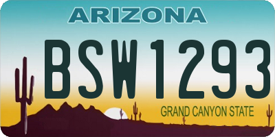 AZ license plate BSW1293