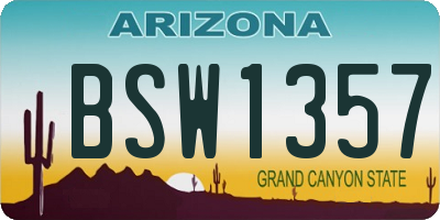 AZ license plate BSW1357