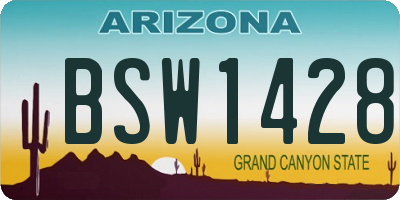 AZ license plate BSW1428