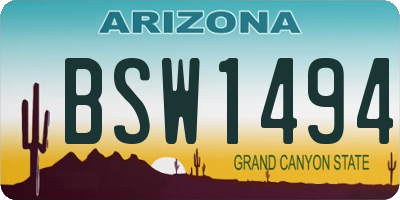 AZ license plate BSW1494