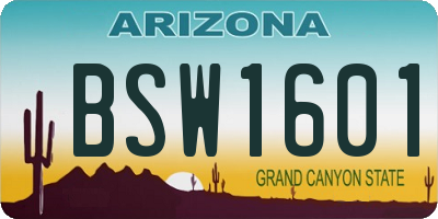 AZ license plate BSW1601