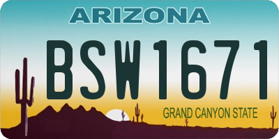 AZ license plate BSW1671
