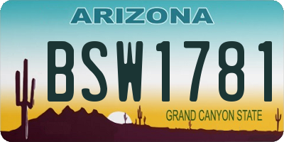 AZ license plate BSW1781