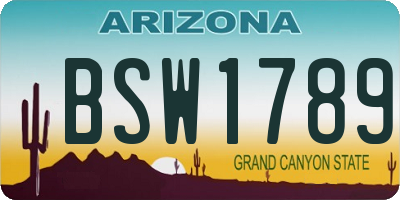 AZ license plate BSW1789