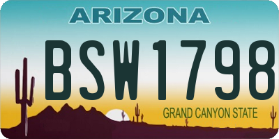 AZ license plate BSW1798