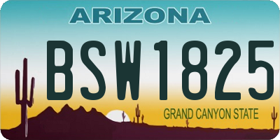 AZ license plate BSW1825