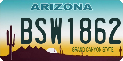 AZ license plate BSW1862