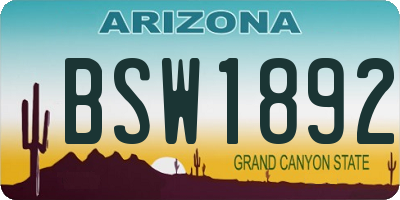 AZ license plate BSW1892