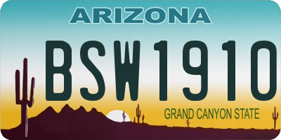 AZ license plate BSW1910