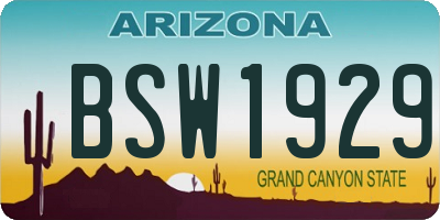 AZ license plate BSW1929