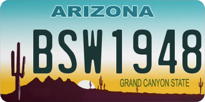 AZ license plate BSW1948