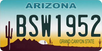 AZ license plate BSW1952