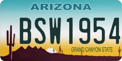 AZ license plate BSW1954