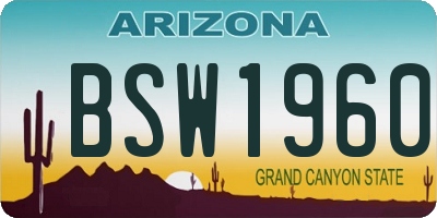 AZ license plate BSW1960