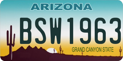 AZ license plate BSW1963