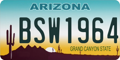 AZ license plate BSW1964