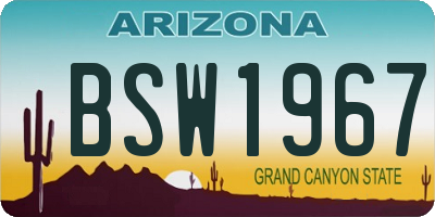 AZ license plate BSW1967