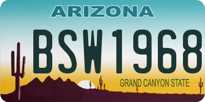 AZ license plate BSW1968