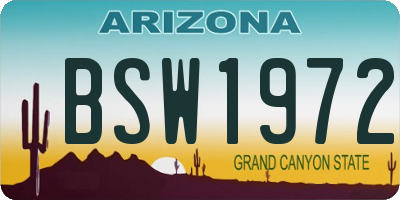 AZ license plate BSW1972