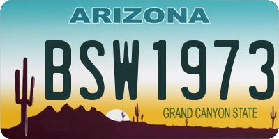 AZ license plate BSW1973