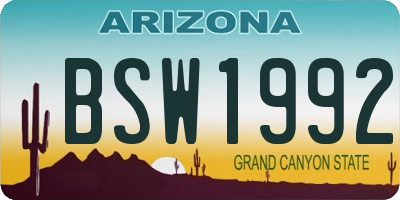 AZ license plate BSW1992