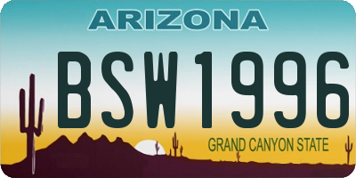 AZ license plate BSW1996