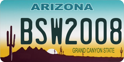 AZ license plate BSW2008
