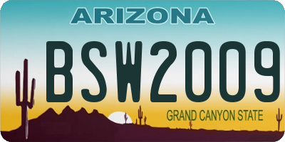 AZ license plate BSW2009