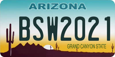 AZ license plate BSW2021