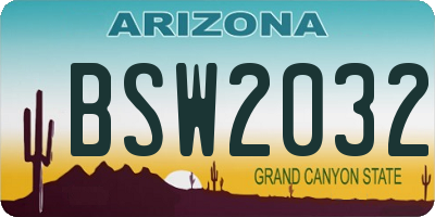 AZ license plate BSW2032