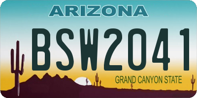 AZ license plate BSW2041