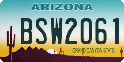 AZ license plate BSW2061