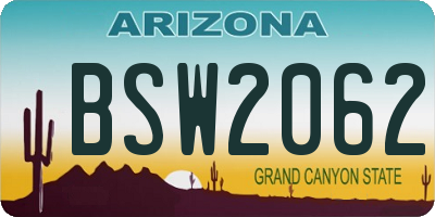 AZ license plate BSW2062