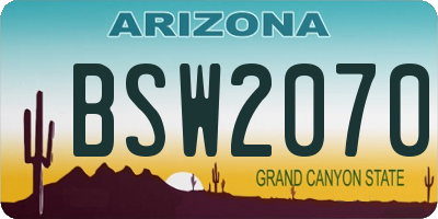 AZ license plate BSW2070
