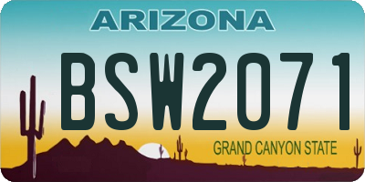 AZ license plate BSW2071