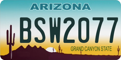 AZ license plate BSW2077