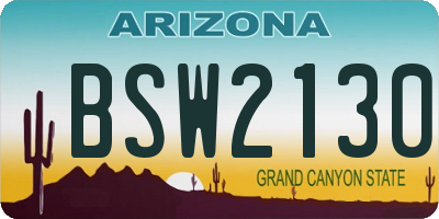 AZ license plate BSW2130