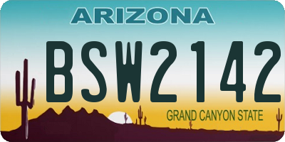 AZ license plate BSW2142