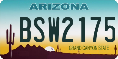 AZ license plate BSW2175